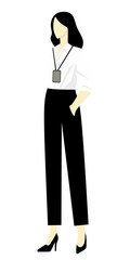 Beautiful asian woman in office clothes with neck lanyards, office day vector