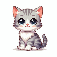 Obraz premium Cute black cartoon kitten vector illustration