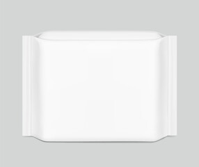 Packaging bag mockup. Front view. Vector illustration isolated on grey background. Ready for your design. Suite for the presentation of pads, pantyliners, wipes, etc. EPS10.