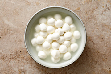 Mozzarella cheese balls, top view