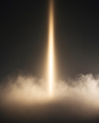 Sacred Beam of Radiant Sunlight Breaking Through Heavy Thunderclouds in an Eerie and Dramatic Landscape Premium Wallpaper Background