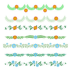 Flowers with branches for decorative dividers-swirls