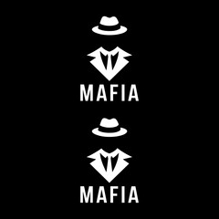 Mafia Icon Graphic Set with Fedora Hat Suit and Tie on Black Background