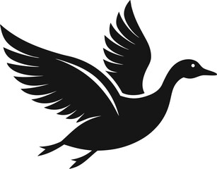 Duck vector, flying duct line art, outline and silhouette vector vector illustration on white background, editable, printable, logo, icon, design 