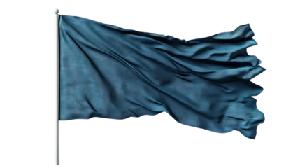 Png of A blue flag waving gracefully in the wind, symbolizing freedom and hope.
