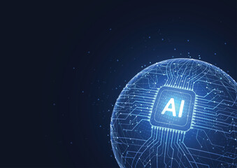 Abstract artificial intelligence global network connection. Digital technology lline composition concept of global business. Vector Illustration