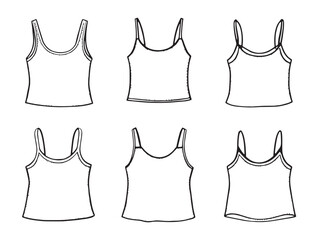 Mesh Tank Top Line Art Illustration for Fashion Design Projects
