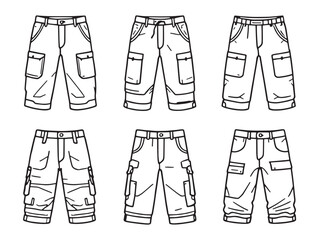 Detailed Hiking Pants Line Art for Camping and Trekking Designs