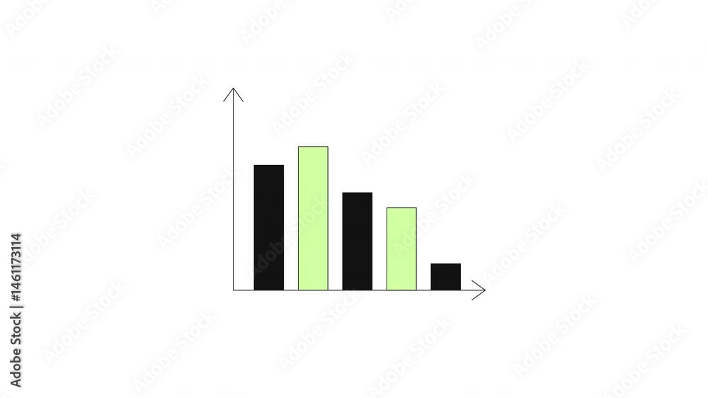 Poster bar graph chart 2d cartoon object animation. business report. analytics metrics infographic. data vi