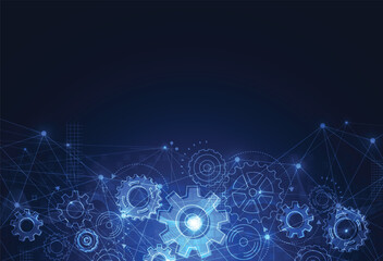 Abstract gear wheel mechanism background. Machine technology. Vector illustration