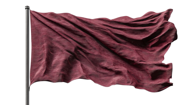 Png of A flowing crimson flag waving in the wind, symbolizing freedom and courage against a transparent background.