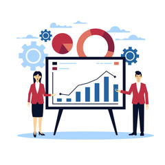 Businessmen Presenting Data Analysis Illustration