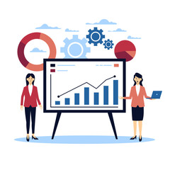 Businessmen Presenting Data Analysis Illustration