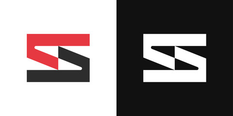 Sharp S monogram logo. Two-element square design with urban and minimalist style. Vector symbol.