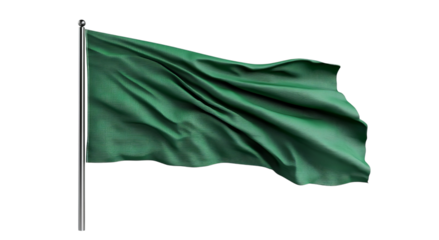 Png of An elegant green flag waving gracefully in the breeze, symbolizing hope and unity.