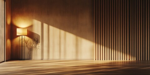 Tranquil, sunlit room with warm tones