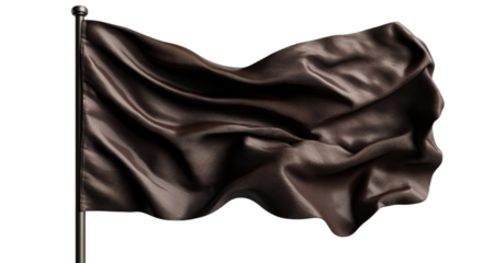 Png of A dark brown flag elegantly waving in the wind, showcasing its rich texture and deep color.