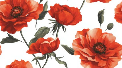 Bold Botanicals: A striking pattern of oversized flowers with intricate details, showcasing their beauty, isolated on white