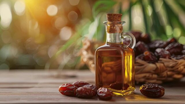 date essential oil. Selective focus