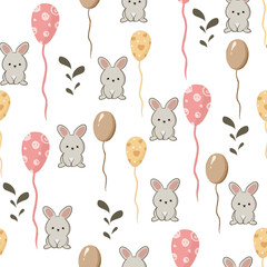 Seamless childish pattern with animals illustration for background