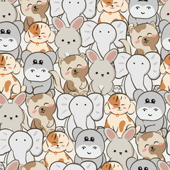 Seamless childish pattern with animals illustration for background