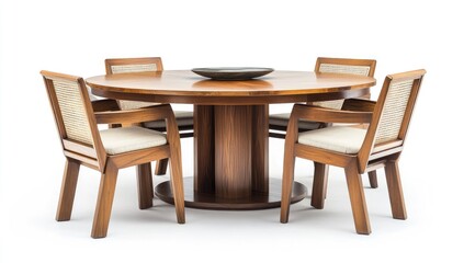Wooden dining set with round table and chairs