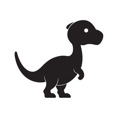Fototapeta premium Baby Dino Walking Silhouette with Raised Tail