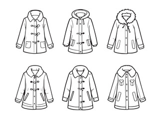 High Quality Winter Coat Line Art for Apparel Design Projects