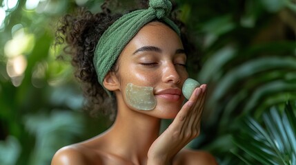 Serene Beauty Ritual with Jade Stone and Mask