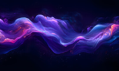 Obraz premium Purple and blue neon waves flowing on a dark background. Futuristic, mysterious and mysterious, luxury wallpaper