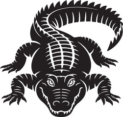 Crocodile Silhouette Vector for Wildlife, Jungle, and Reptile-Themed Design Featuring Powerful Crocodile Icon