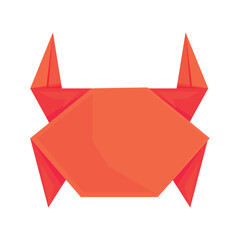 Origami crab design in vivid orange color on a clean white background highlighting artistic craftsmanship and creativity © Vikivector