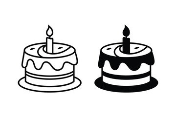 birthday cake candles  line art silhouette design