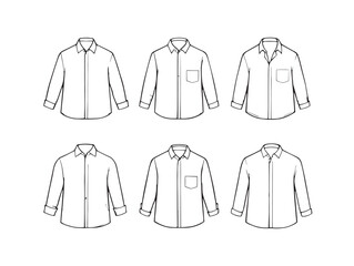 High Quality Button Down Shirt Line Art for Apparel Design