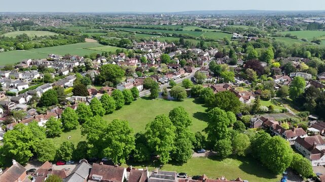 Writtle Village Essex UK drone,aerial high angle