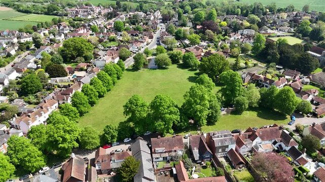 Writtle English Village in Essex Panning drone aerial 4K footage