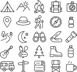 Fototapeta premium camping icons set