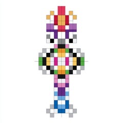 Abstract Multicolored Pixel Art Design with Geometric Shapes