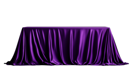 Png of A luxurious purple table draped elegantly, creating a vibrant and sophisticated focal point.