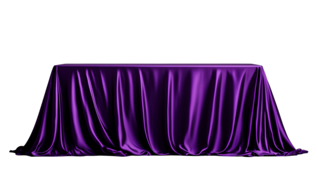 Png of A luxurious purple table draped elegantly, creating a vibrant and sophisticated focal point.