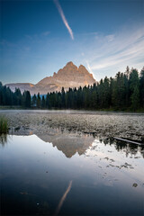 view of Antorno lake, Belluno, Veneto, Italy