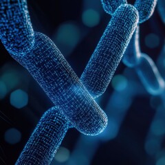 Diagonal chain, a blockchain concept, gray closeup 