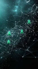 Fototapeta premium Digital Network Connection with People Icons - Communication and Technology Concept connection users