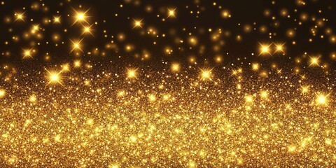 Fototapeta premium A golden sparkly background with floating light spots and glitter particles under varying illumination.