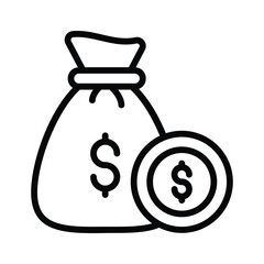 Easy to edit linear icon of money pouch with dollar coin