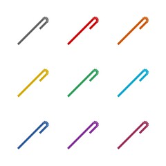 Drinking plastic straw icon isolated on white background. Set icons colorful