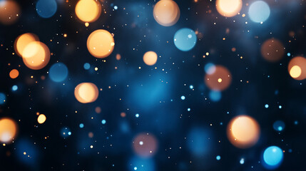 Colorful bokeh lights twinkle against a dark background creating a festive atmosphere