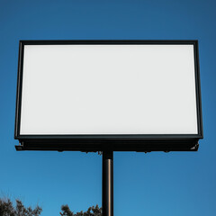 Fototapeta premium Empty billboard against a clear blue sky invites future advertising possibilities