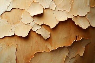 Obraz premium Close-up view of a textured, peeling bark surface.
