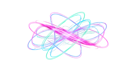 Neon orbital paths collide in center